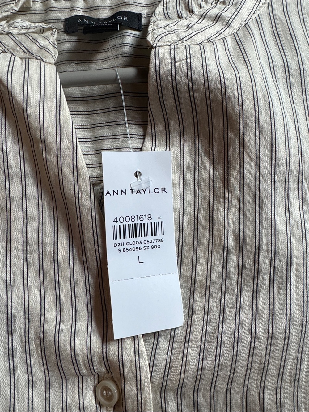Ann Taylor - Striped Ruffle Collar Shirt - Picture 3 of 3